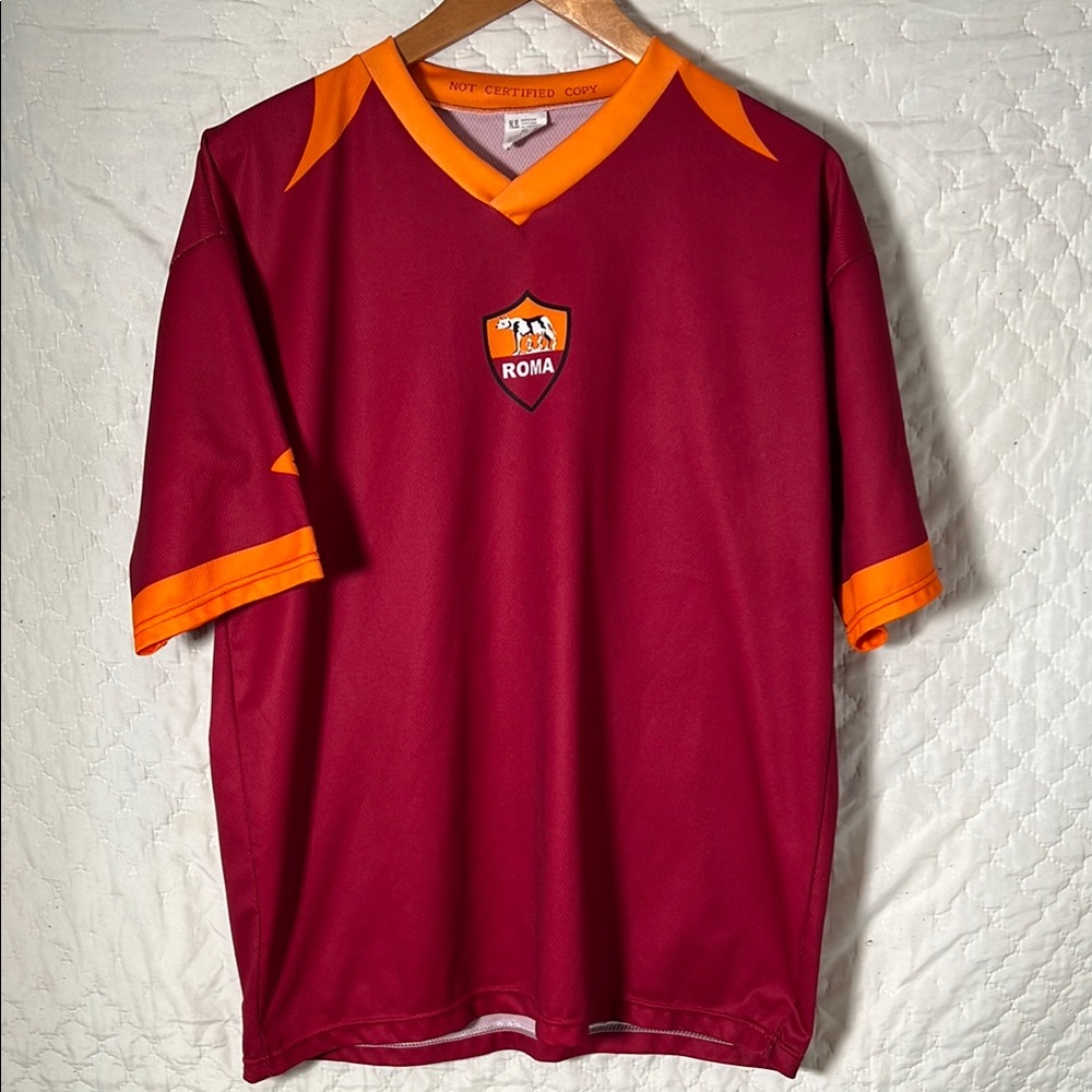 Roma Maroon and Orange Men's Football Jersey - XL